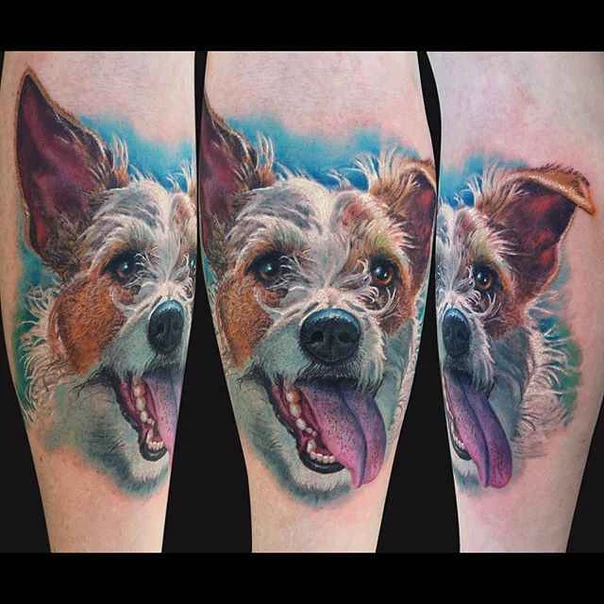 Realism Dog, Animal tattoo on Calf