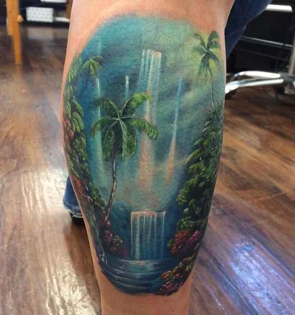 color realism tattoo on calf #350 | Tattoo Artist Kyle Cotterman