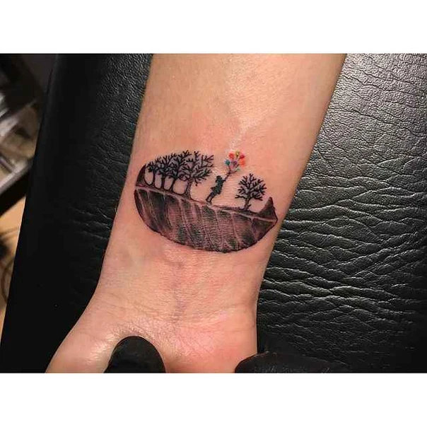 Illustrative Trees, Balloons tattoo on Wrist