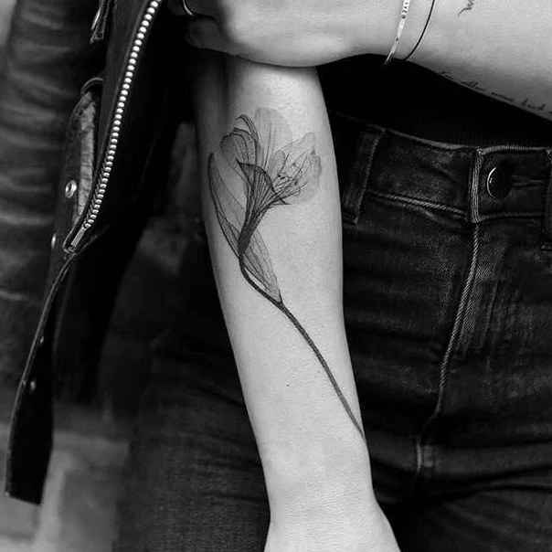 Fineline Flower tattoo on Forearm