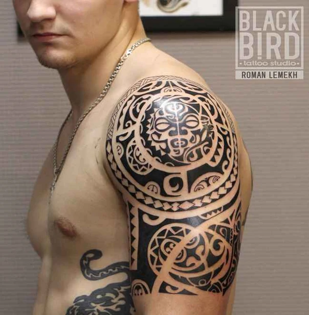 Tribal Geometric, Face tattoo on Shoulder