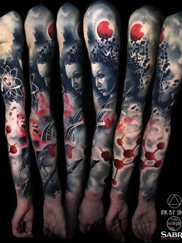 color realism 纹身 在 full sleeve #10750 | 纹身师 Saga Anderson ( Ink by Saga )