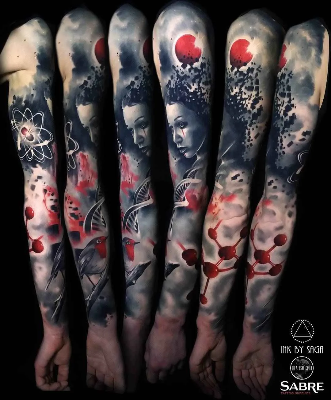 Тату мастер Saga Anderson Ink by Saga color portrait, abstract realistic tattoo