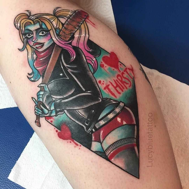 New School Character, Heart tattoo on Thigh
