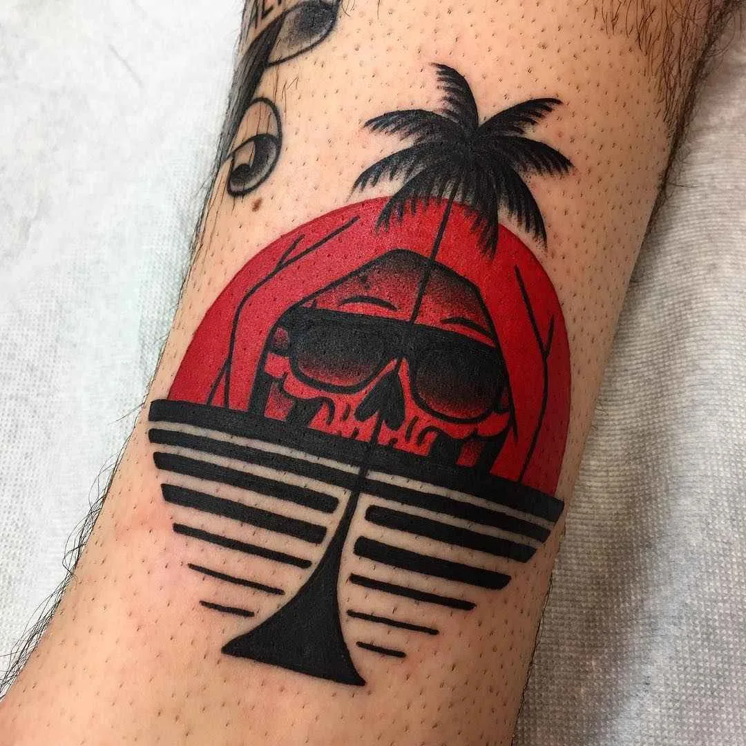 Tattoo artist Frankie Caraccioli The Death cloack traditional color tattoo Death in Paradise