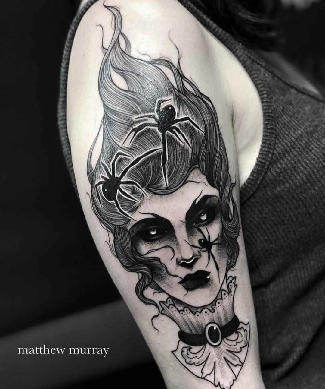 Тату мастер Matthew Murray black horror neotraditional tattoo