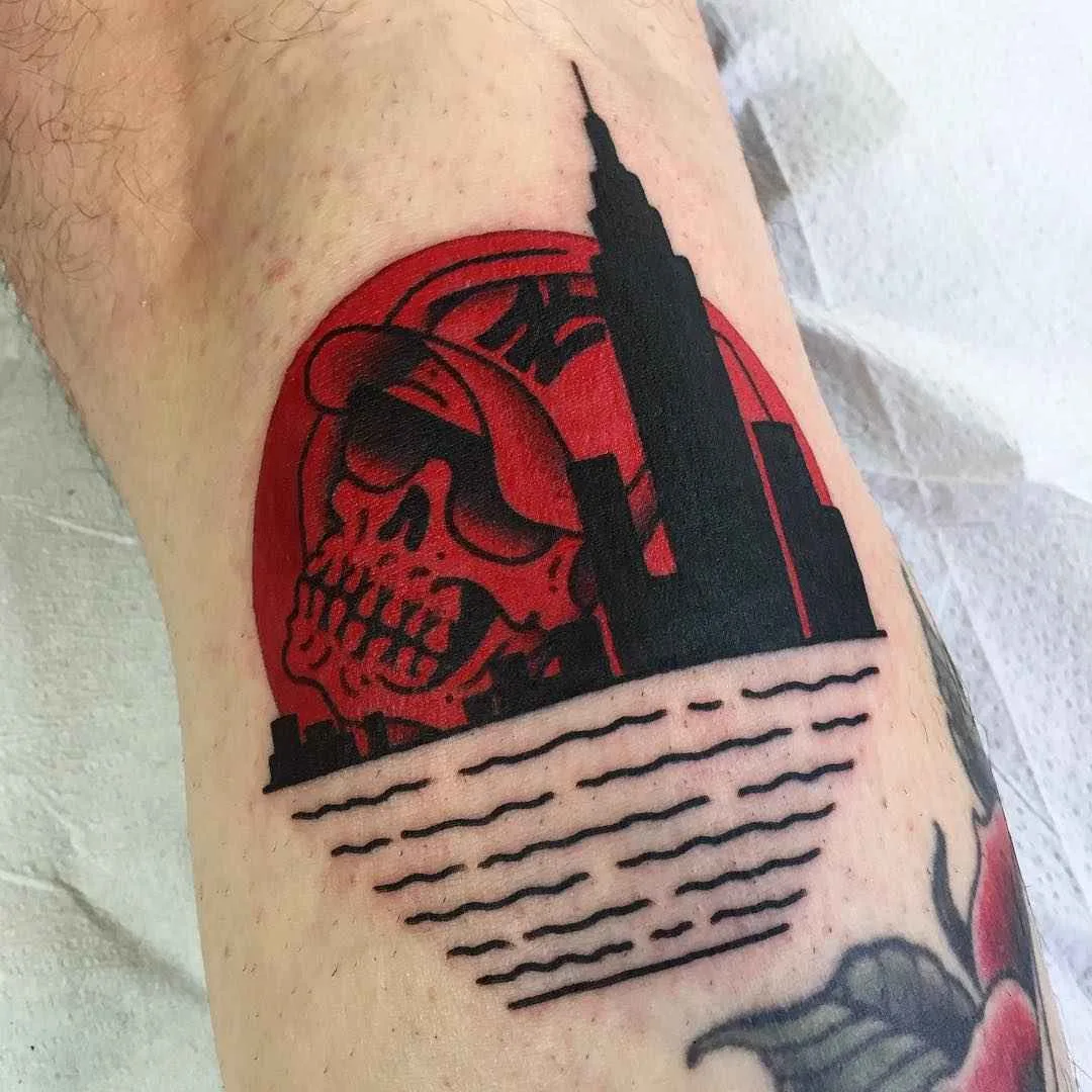 Tattoo artist Frankie Caraccioli The Death cloack traditional color tattoo Death in Paradise