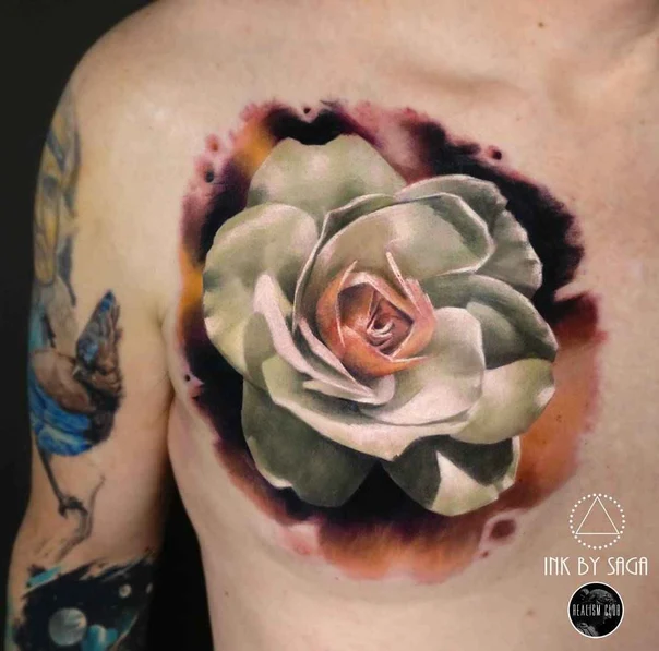 Realism Rose tattoo on Chest