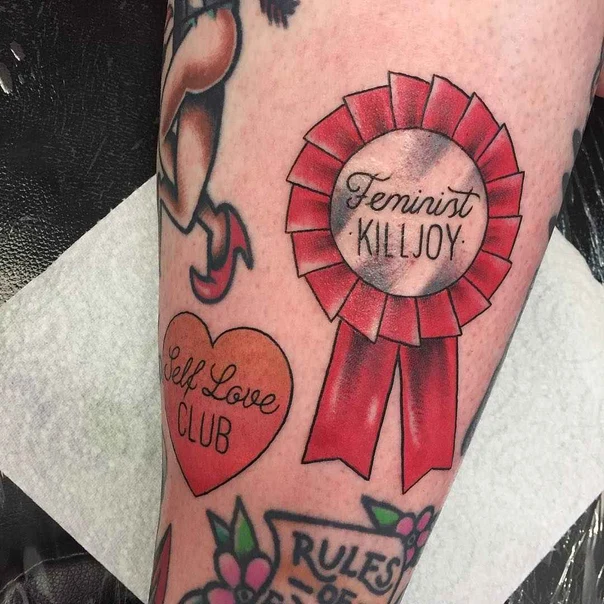 Old School Ribbon, Heart tattoo on Forearm
