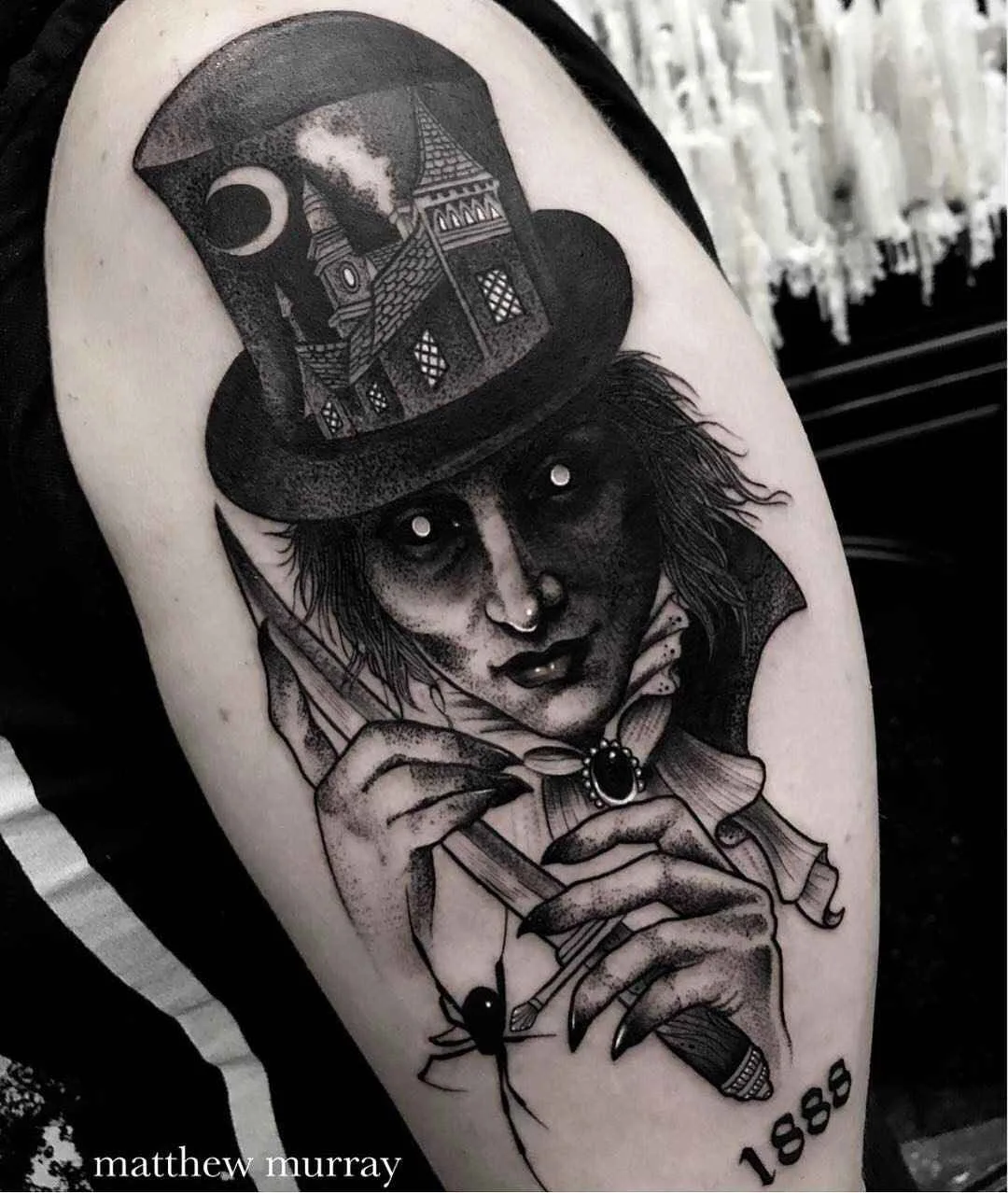 Тату мастер Matthew Murray black horror neotraditional tattoo