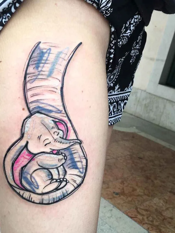 color illustrative Tatuaggio su thigh #10641 | Tatuatore Luca Testadiferro