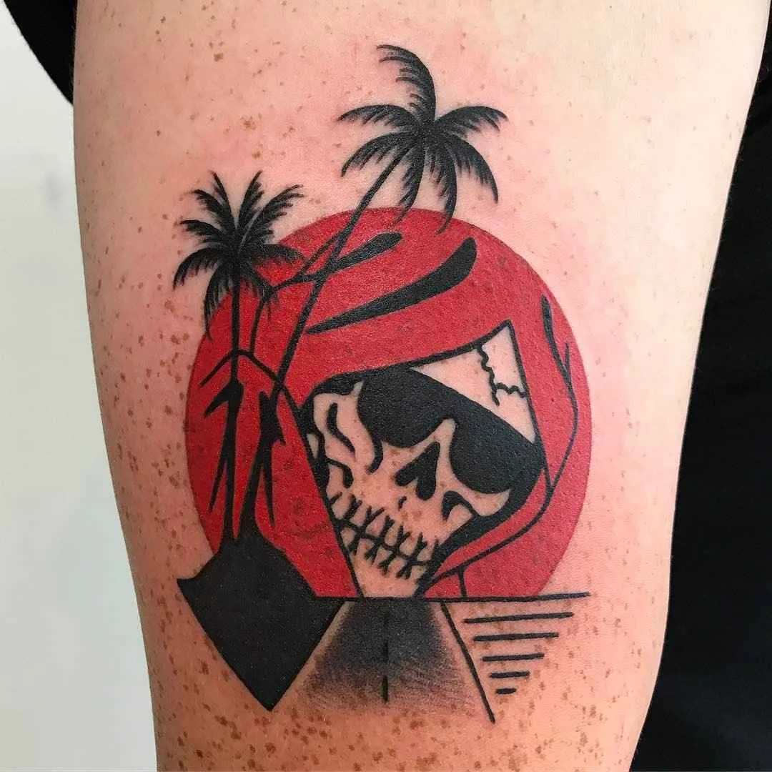 Tattoo artist Frankie Caraccioli The Death cloack traditional color tattoo Death in Paradise