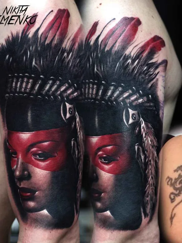 female color realism tattoo on bicep #10812 | Tattoo Artist Никита Кузьменко