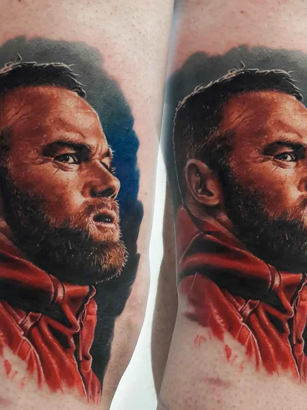 male color realism tattoo auf thigh #10781 | Tätowierer Василий Суворов