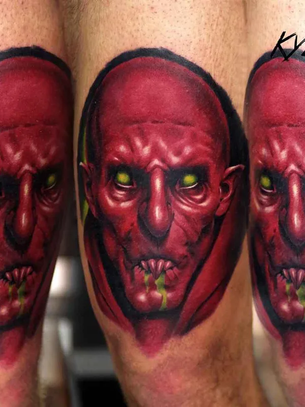 color realism tattoo on thigh #10815 | Tattoo Artist Никита Кузьменко