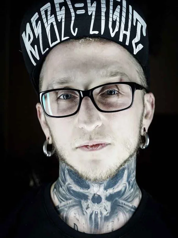 male black and grey black and grey tattoo on neck #10819 | Tattoo Artist Никита Кузьменко