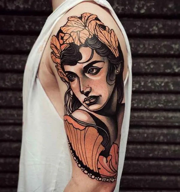 female color realism 纹身 在 upper arm #19236 | 纹身师 Jacob J Gardner