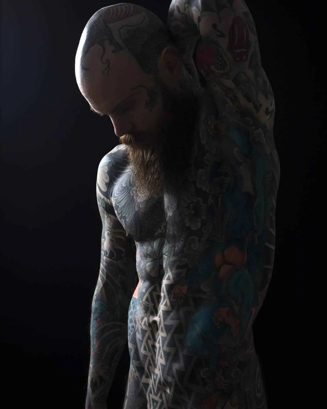 Modello di tatuaggio Sylvain Hélaine, modello di fitness alternativo maschile, uomini tatuati | Francia  