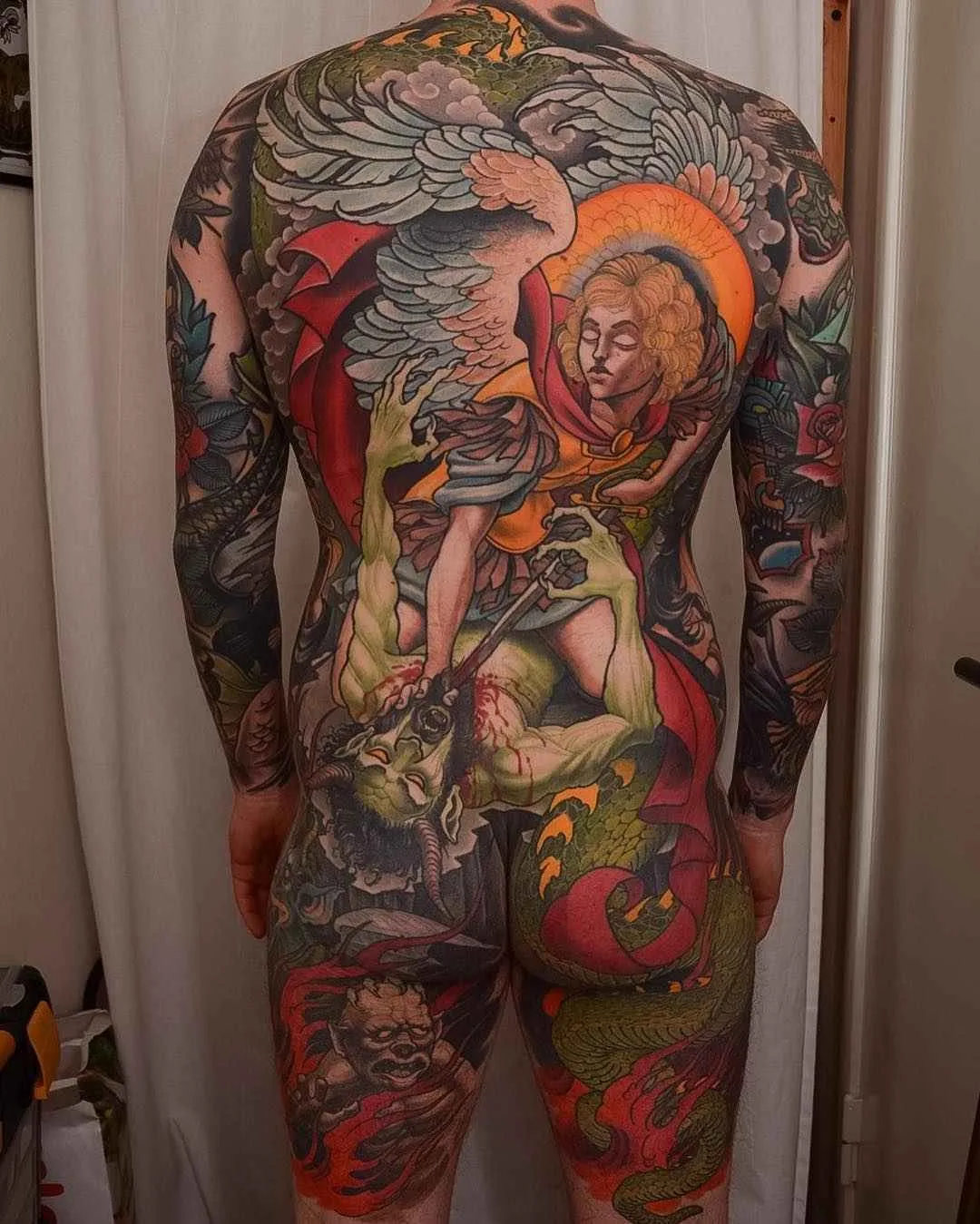 Tattoo artist Peter Lagergren, color aythors style tattoo, new school, neo traditional, oriental, japanese | Sweden