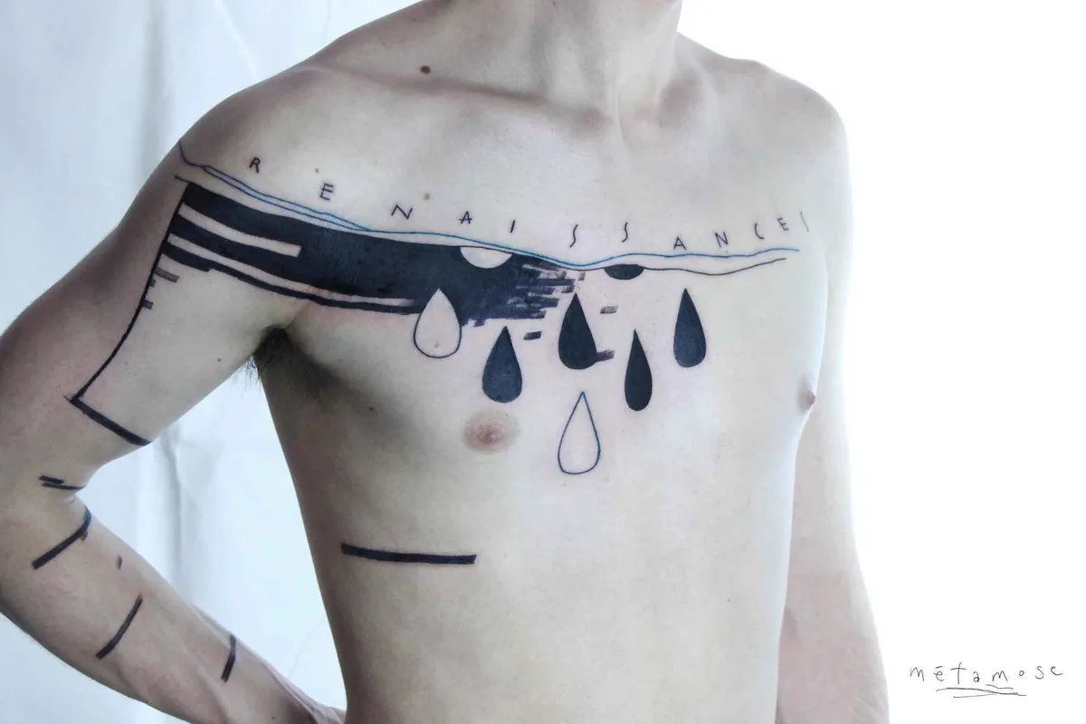 Tattoo artist Maison Métamose authors color and black abstract tattoo | Paris, France