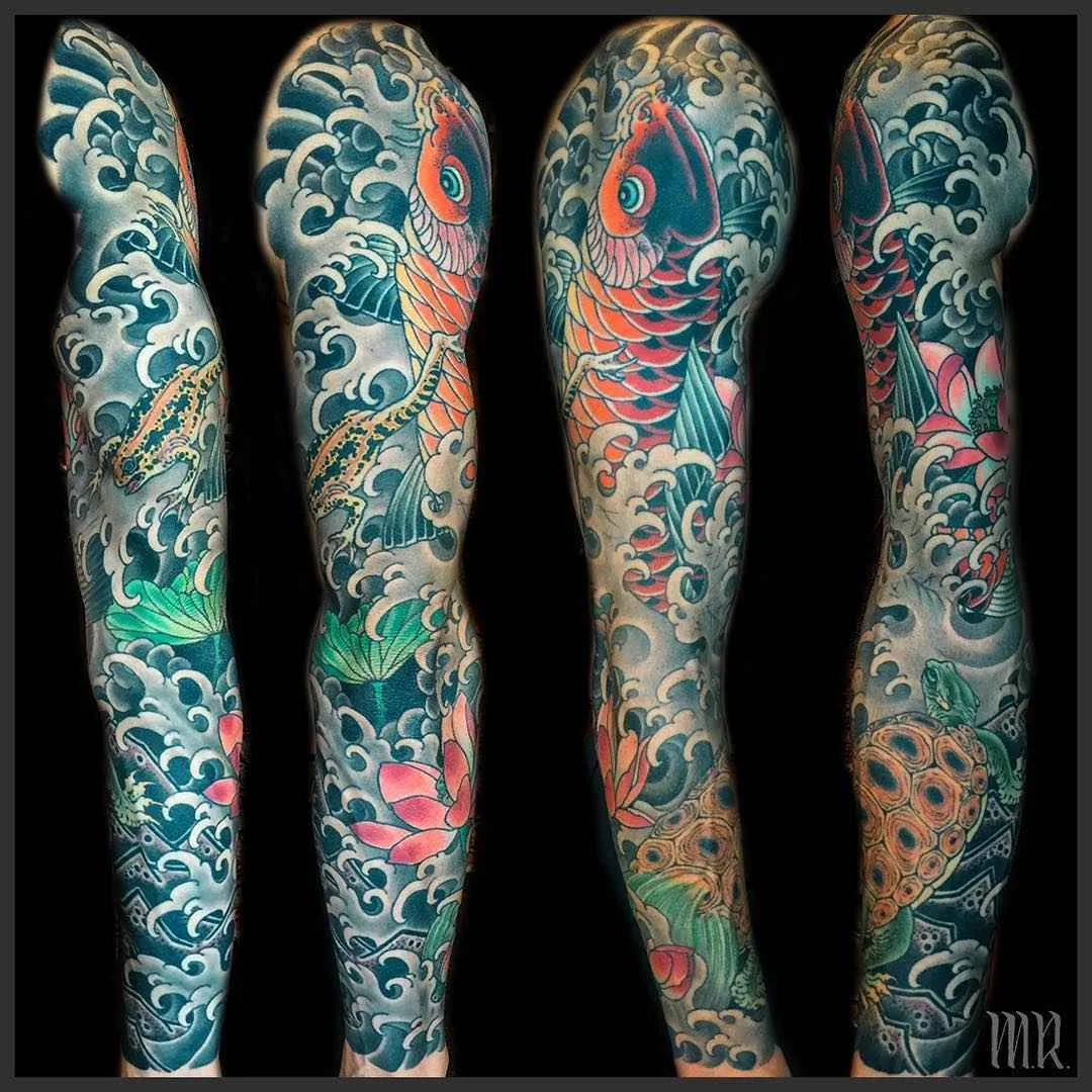 Tatuagem artista Mike Rubendall, cor, preto&cinza tatuagem oriental japonesa | USA