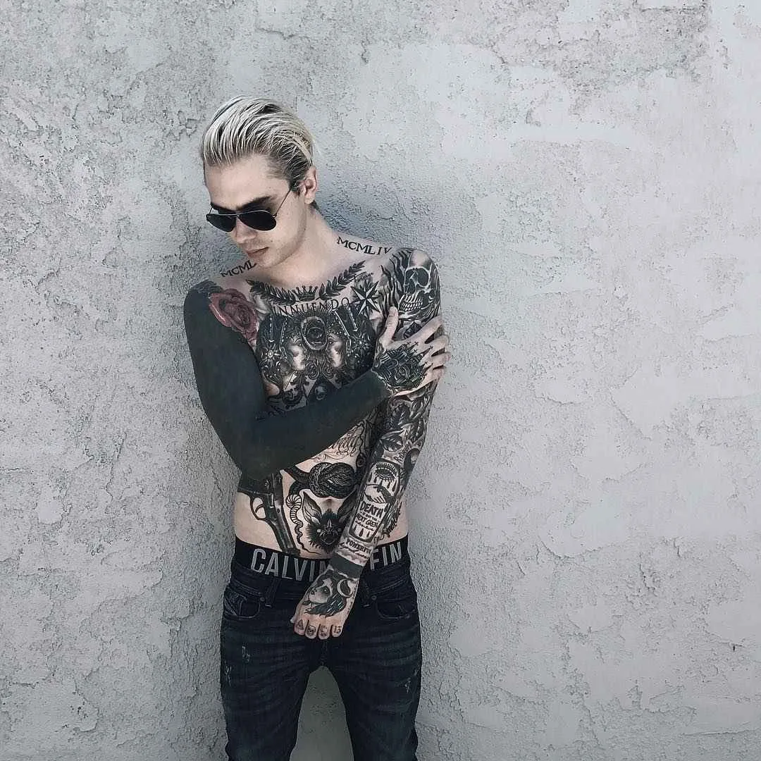 Tattooed model Jose Prager, male alternative photo model, tattooed guy | USA