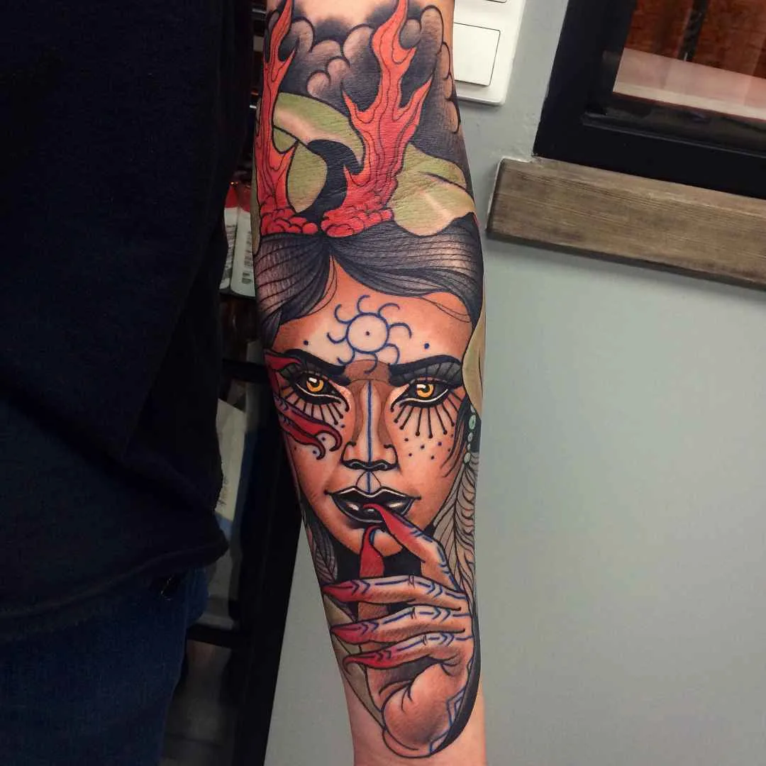 Tattoo artist Bartosz Panas authors style color neo traditional tattoo | Warsaw, Poland 