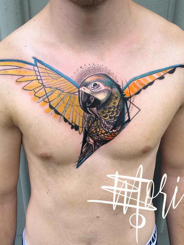 male color illustrative Tatuagem em chest #19340 | Tatuador Mo Mori