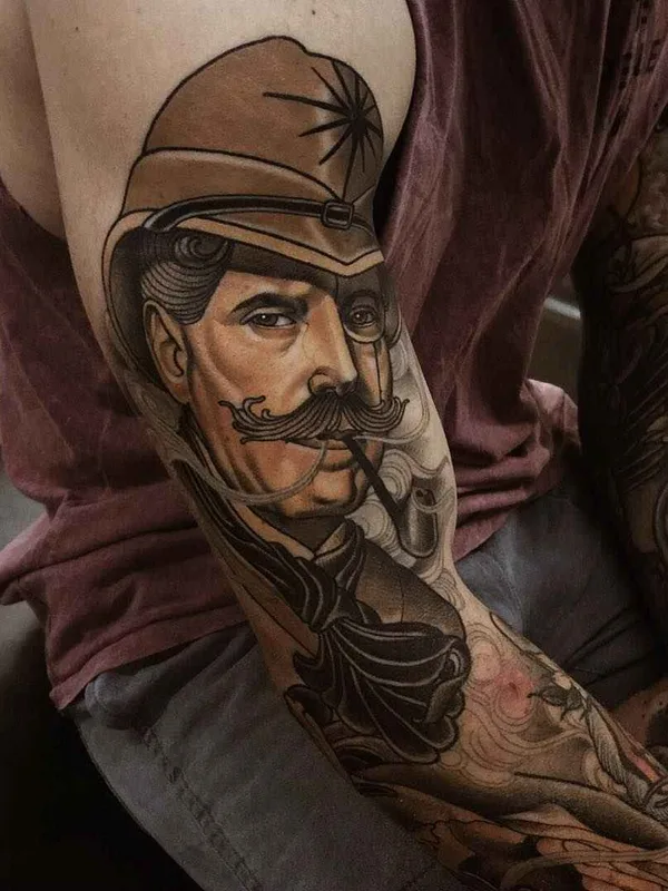 male black and grey realism 纹身 在 full sleeve #19246 | 纹身师 Jacob J Gardner