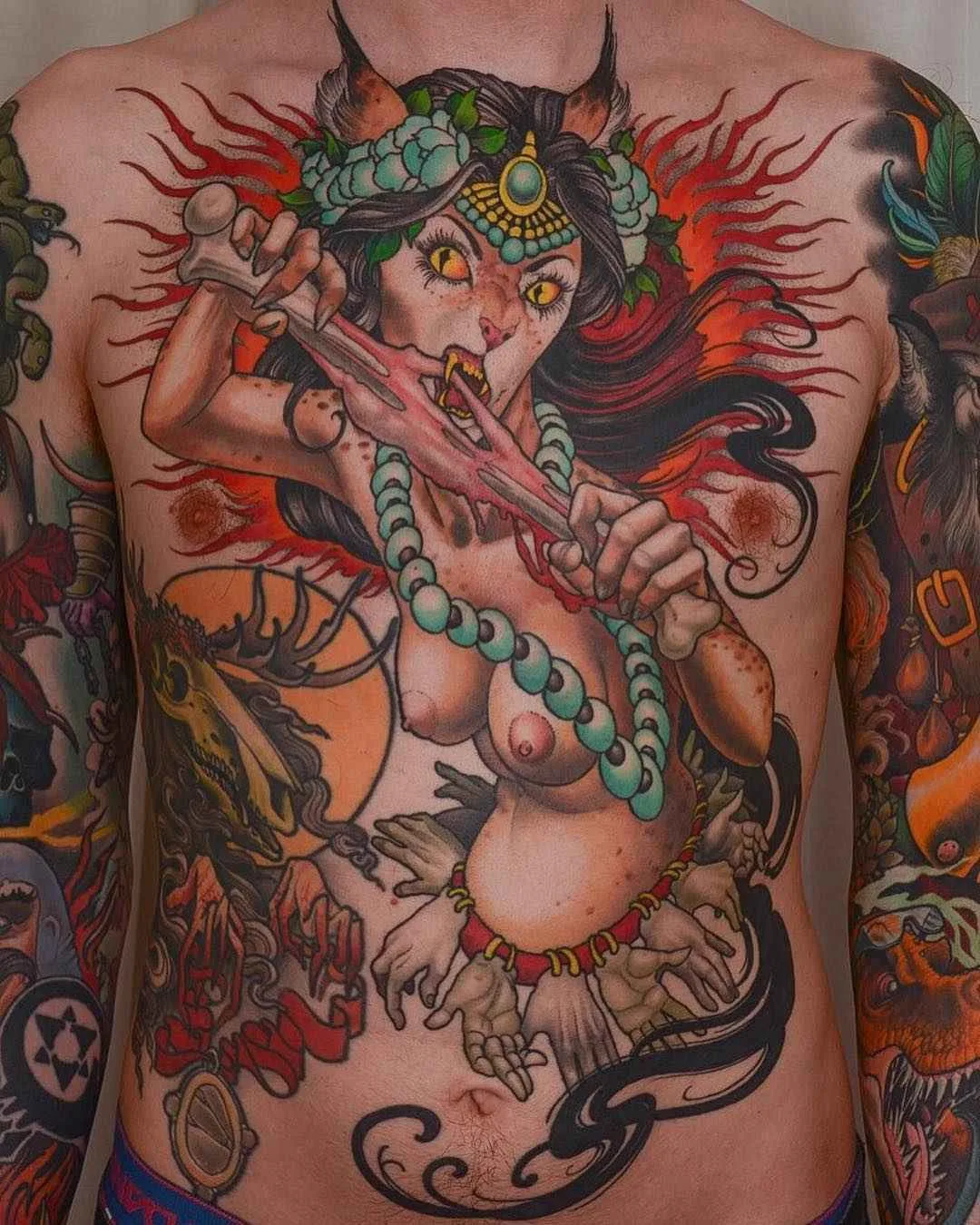Tattoo artist Peter Lagergren, color aythors style tattoo, new school, neo traditional, oriental, japanese | Sweden