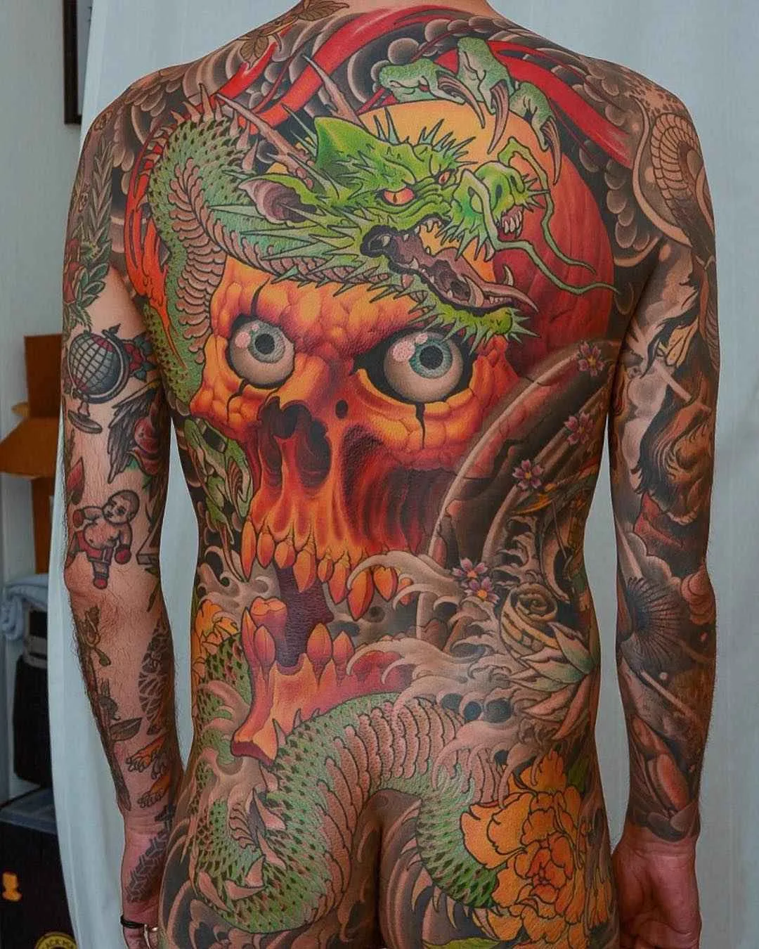 Tattoo artist Peter Lagergren, color aythors style tattoo, new school, neo traditional, oriental, japanese | Sweden