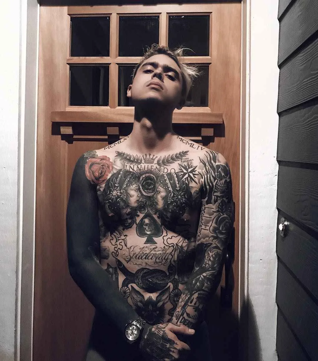 Tattooed model Jose Prager, male alternative photo model, tattooed guy | USA