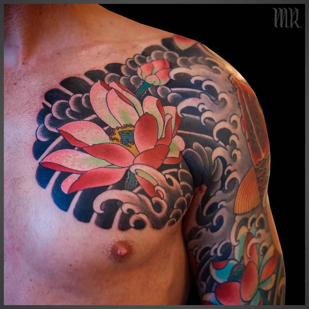 Tatuagem artista Mike Rubendall, cor, preto&cinza tatuagem oriental japonesa | USA