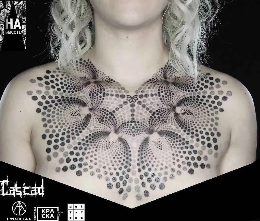 Artista di tatuaggi Ilya Sascad Kandaurov, stile autore blackwork ornamentale tatuaggio | Russia
