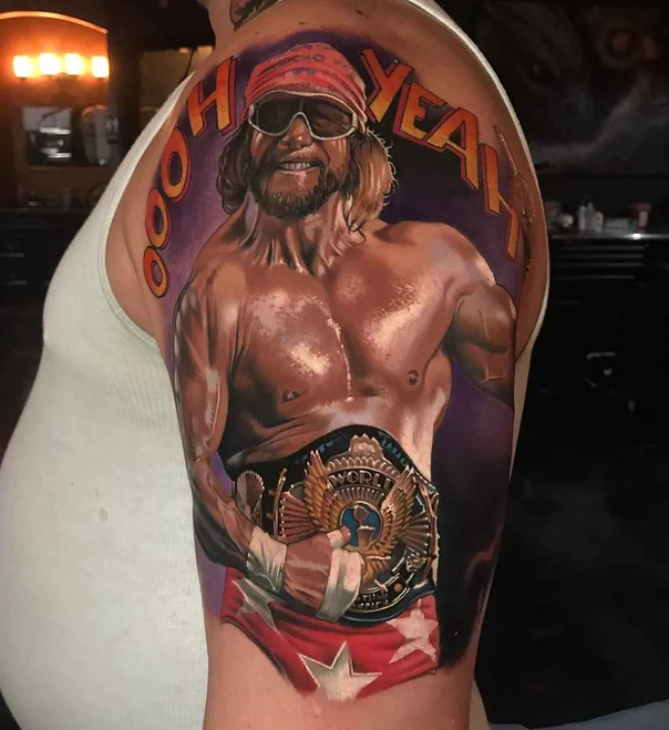 Realism Portrait, Wrestler tattoo on Shoulder