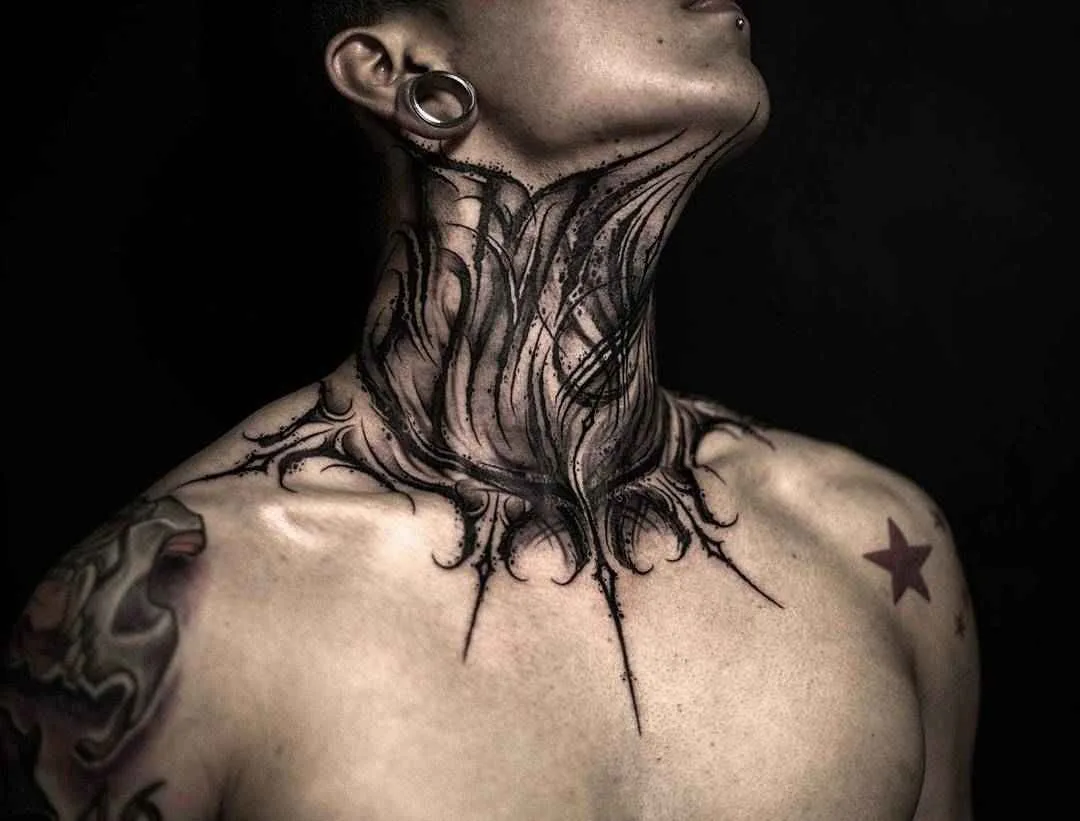 Tattoo artist YZTATTOO BBK authors style darklettering blackwork tattoo | China
