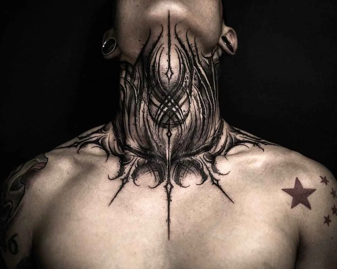 Tattoo artist YZTATTOO BBK authors style darklettering blackwork tattoo | China