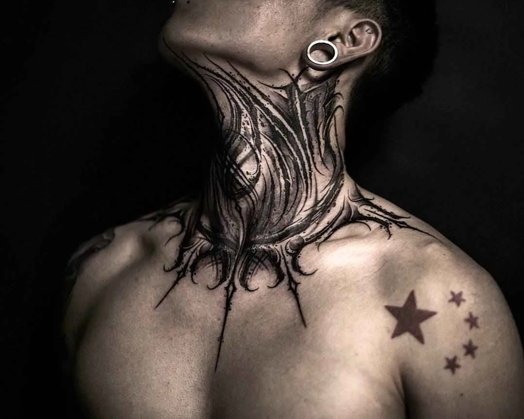 Tattoo artist YZTATTOO BBK authors style darklettering blackwork tattoo | China