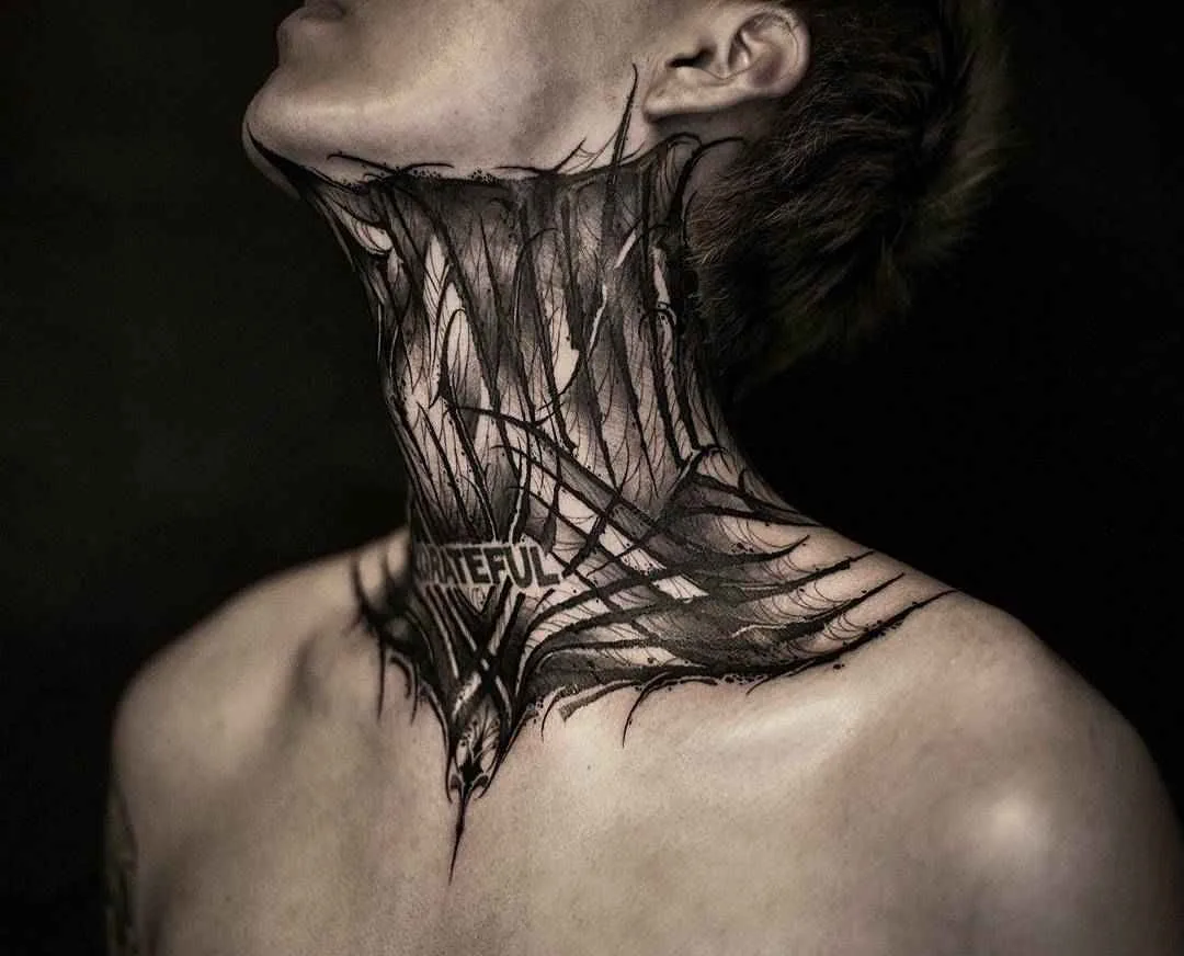 Tattoo artist YZTATTOO BBK authors style darklettering blackwork tattoo | China