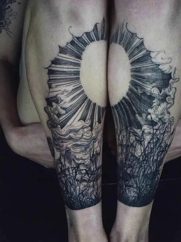 black blackwork татуировка на calf #18988 | Тату мастер Noel'le Longhaul (Loone)