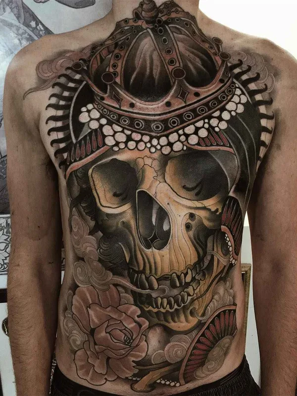 male color neo traditional 纹身 在 chest #19244 | 纹身师 Jacob J Gardner