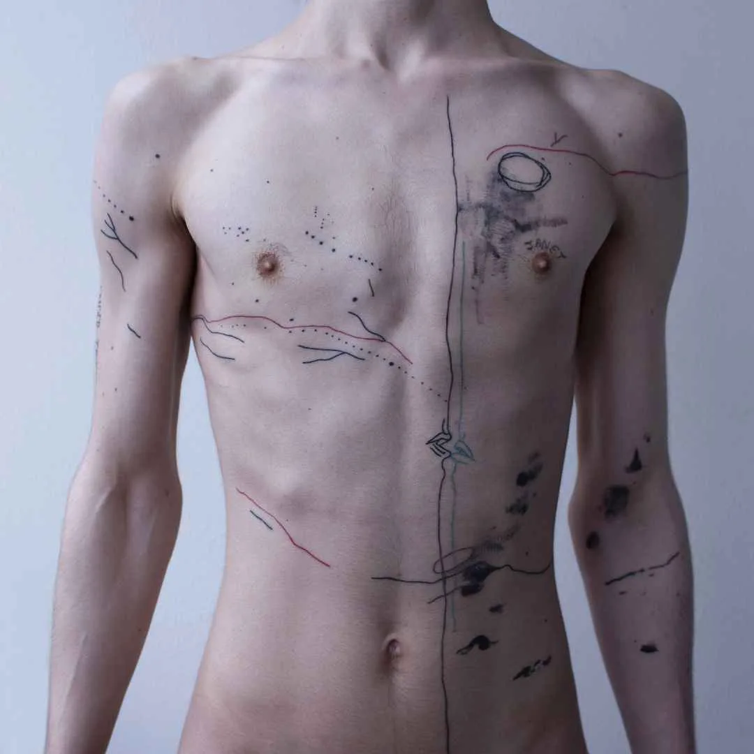 Tattoo artist Maison Métamose authors color and black abstract tattoo | Paris, France