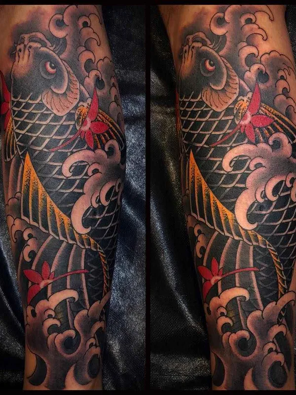 color japanese Tatuagem em calf #19861 | Tatuador Mike Rubendall