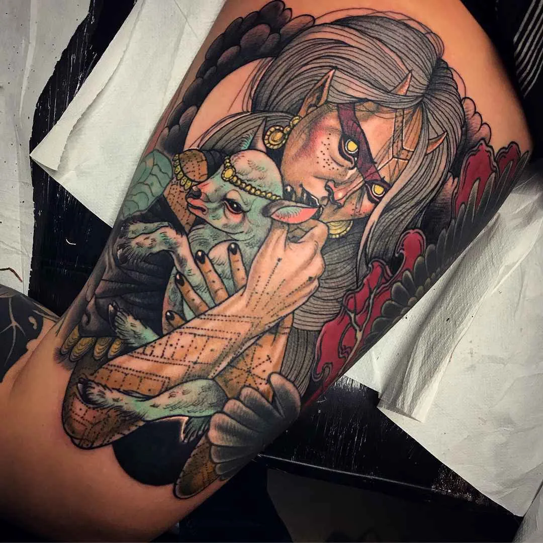 Tattoo artist Bartosz Panas authors style color neo traditional tattoo | Warsaw, Poland 