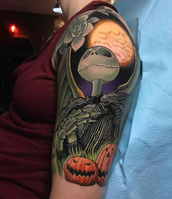 Illustrative Jack skellington, Pumpkin tattoo on Full Sleeve