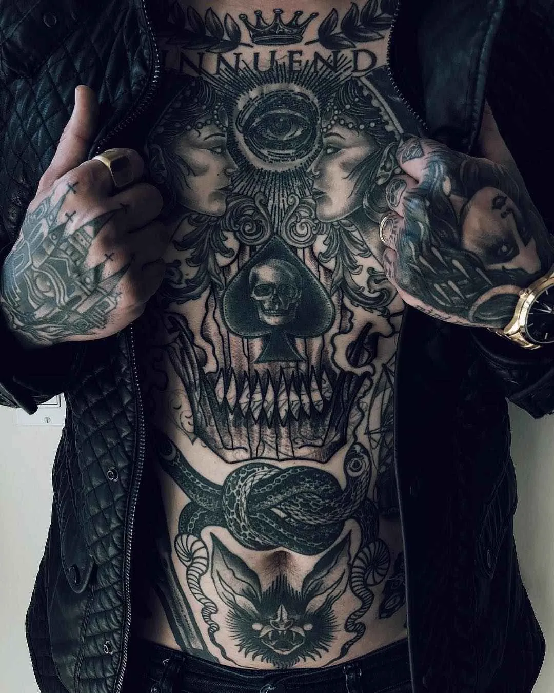 Tattooed model Jose Prager, male alternative photo model, tattooed guy | USA
