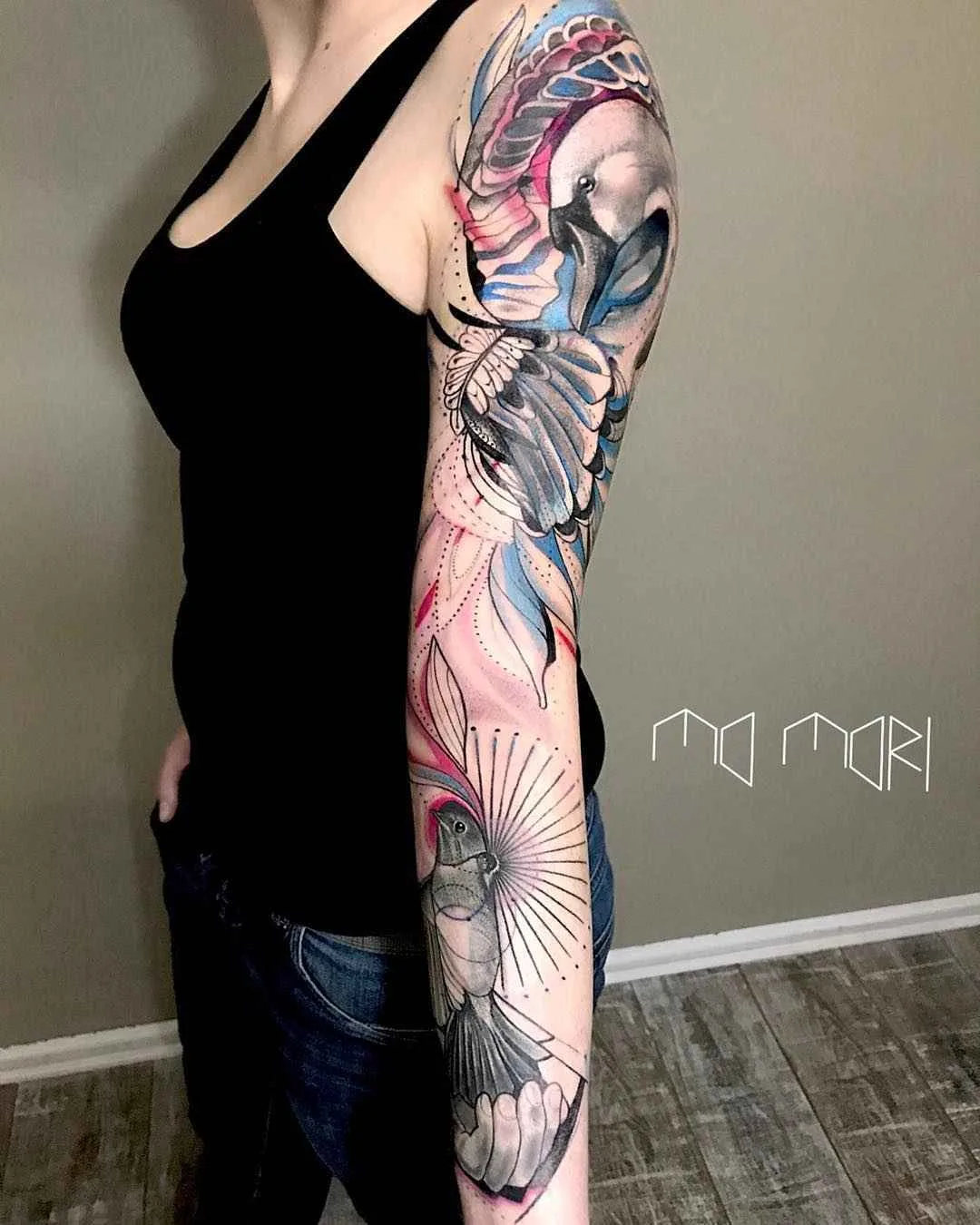 Tatuagem do artista Mo Mori estilo esboço de tatuagem aquarela | Alemanha, Berlim