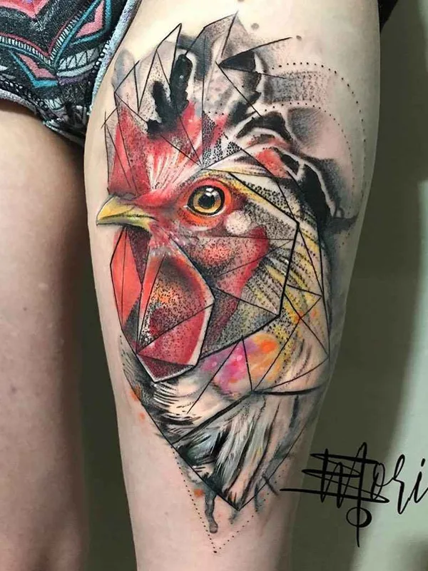 female color geometric Tatuagem em thigh #19346 | Tatuador Mo Mori