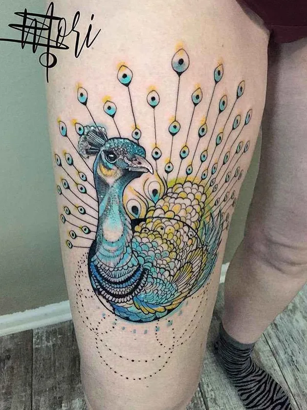 female color watercolor Tatuagem em thigh #19344 | Tatuador Mo Mori