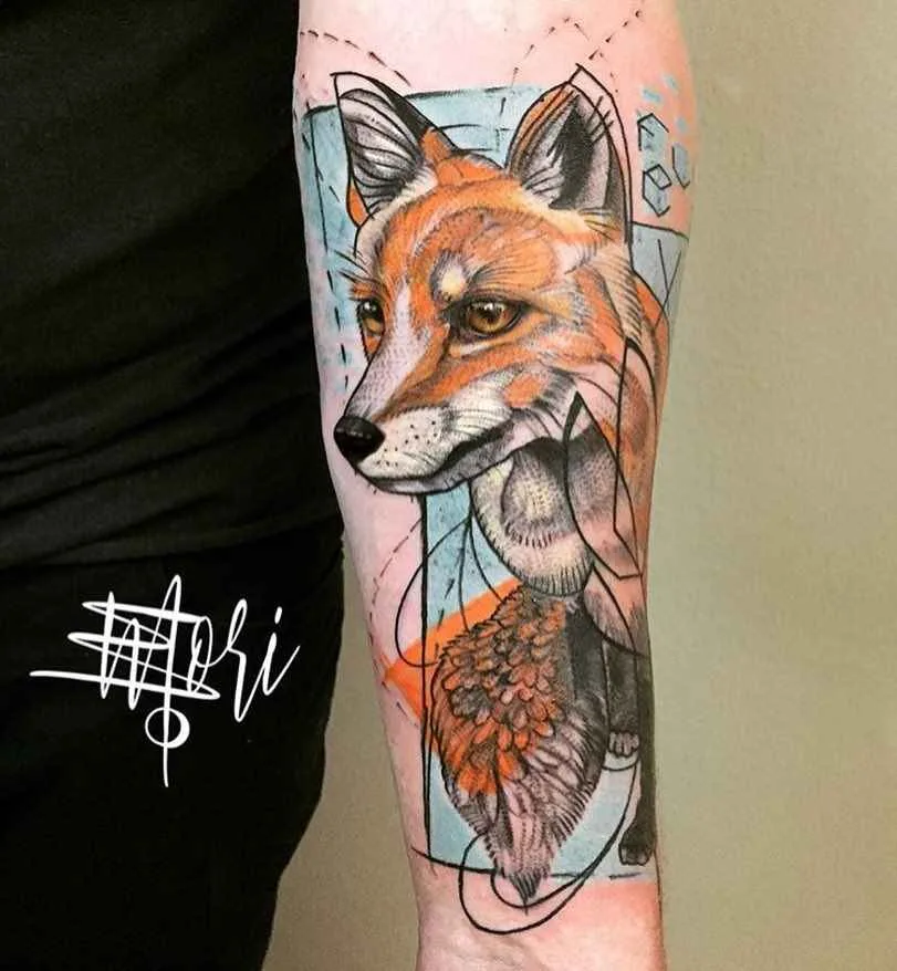 Tatuagem do artista Mo Mori estilo esboço de tatuagem aquarela | Alemanha, Berlim